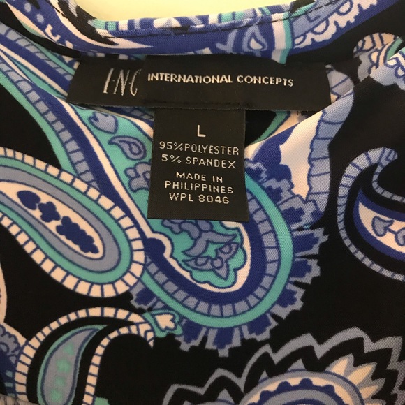 INC Blue Paisley Cowl Neck Sleeveless Dress - Picture 8 of 8